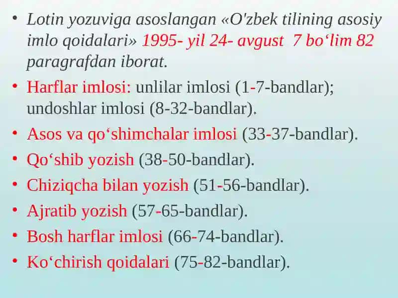 O‘zbek tilining krill va lotin yozuvi imlo qoidalari 3