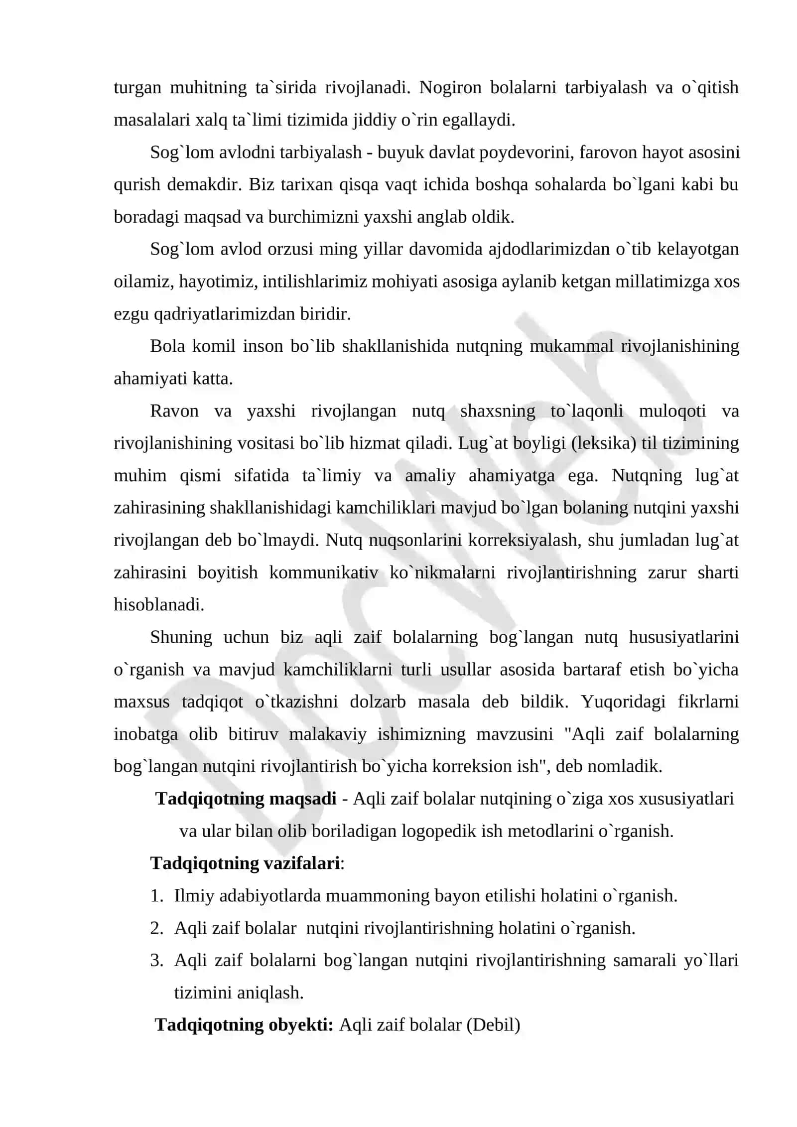AQLI ZAIF BOLALAR NUTQINING O`ZIGA XOS XUSUSIYATLARI VA ULAR BILAN OLIB BORILADIGAN LOGOPEDIK ISH METODLARI 3