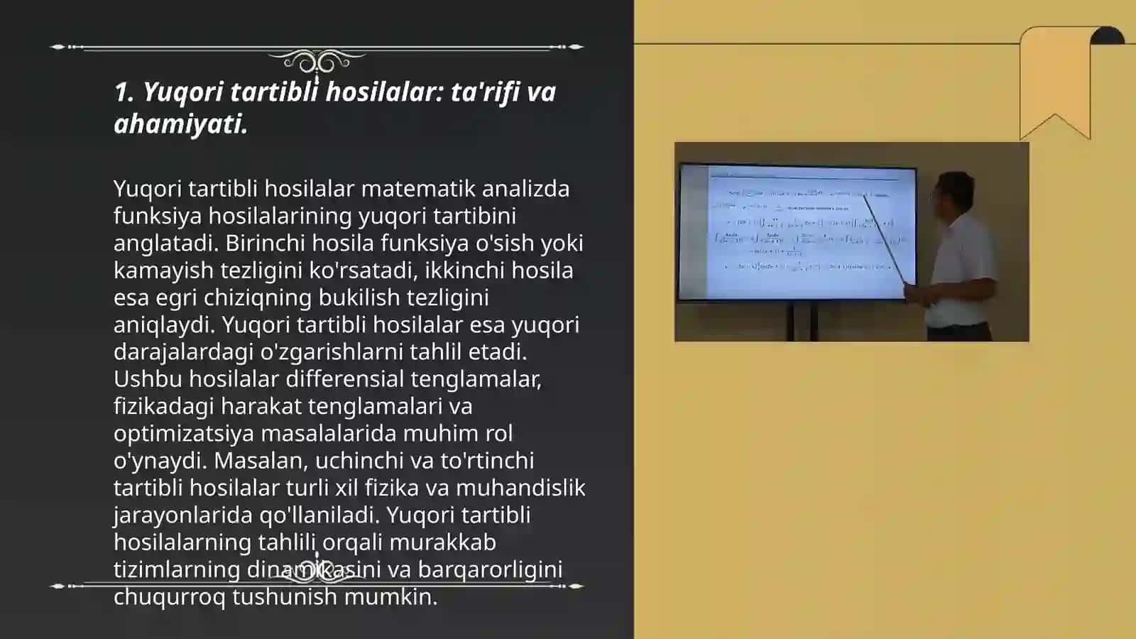 Yuqori tartibli hosilar va differensial. Aniqmaslarni Lopital qoidasi yordamida ochish 3