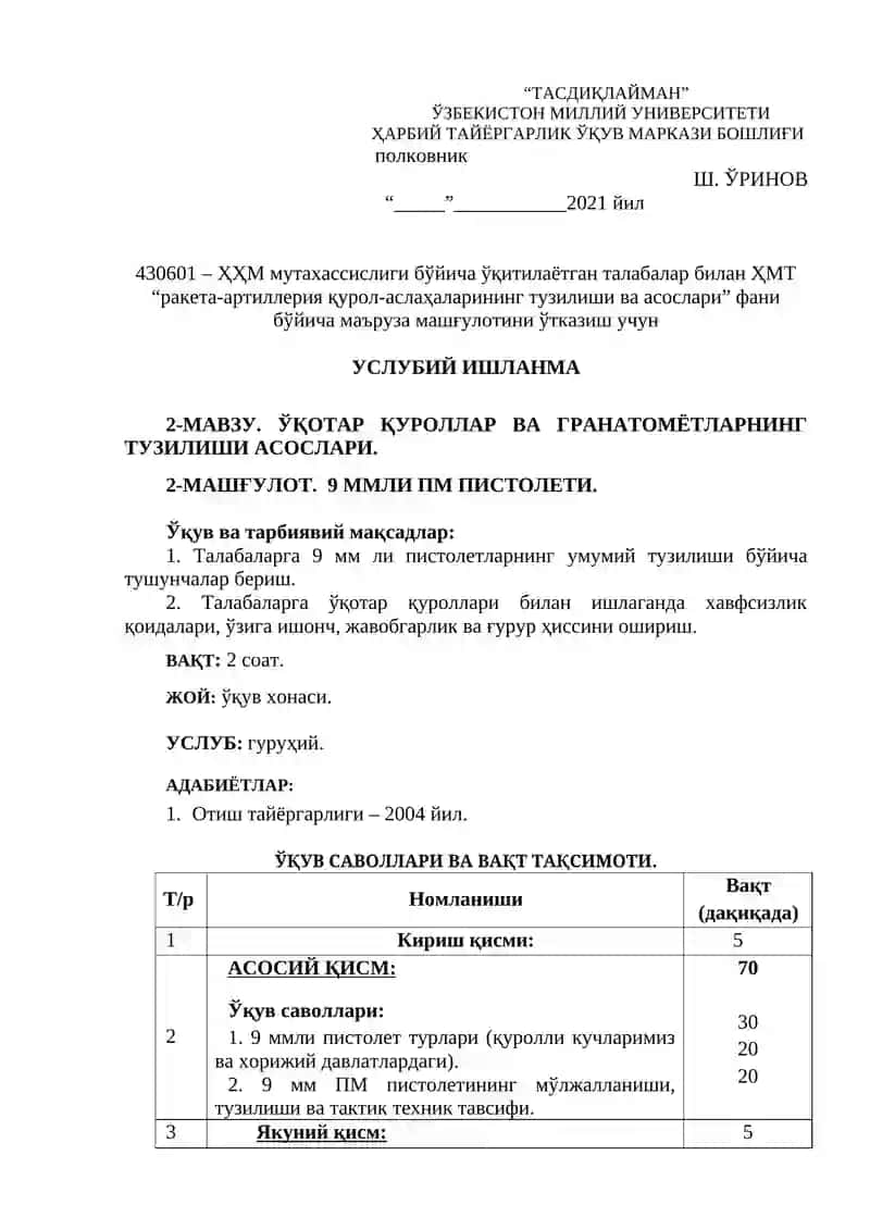ЎҚОТАР ҚУРОЛЛАР ВА ГРАНАТОМЁТЛАРНИНГ ТУЗИЛИШИ АСОСЛАРИ. 9 ММЛИ ПМ ПИСТОЛЕТИ 3