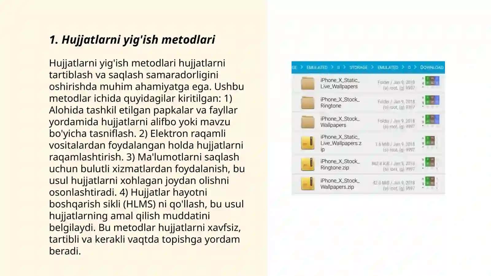 Hujjatlarni yiģish va tanlash usuli 3