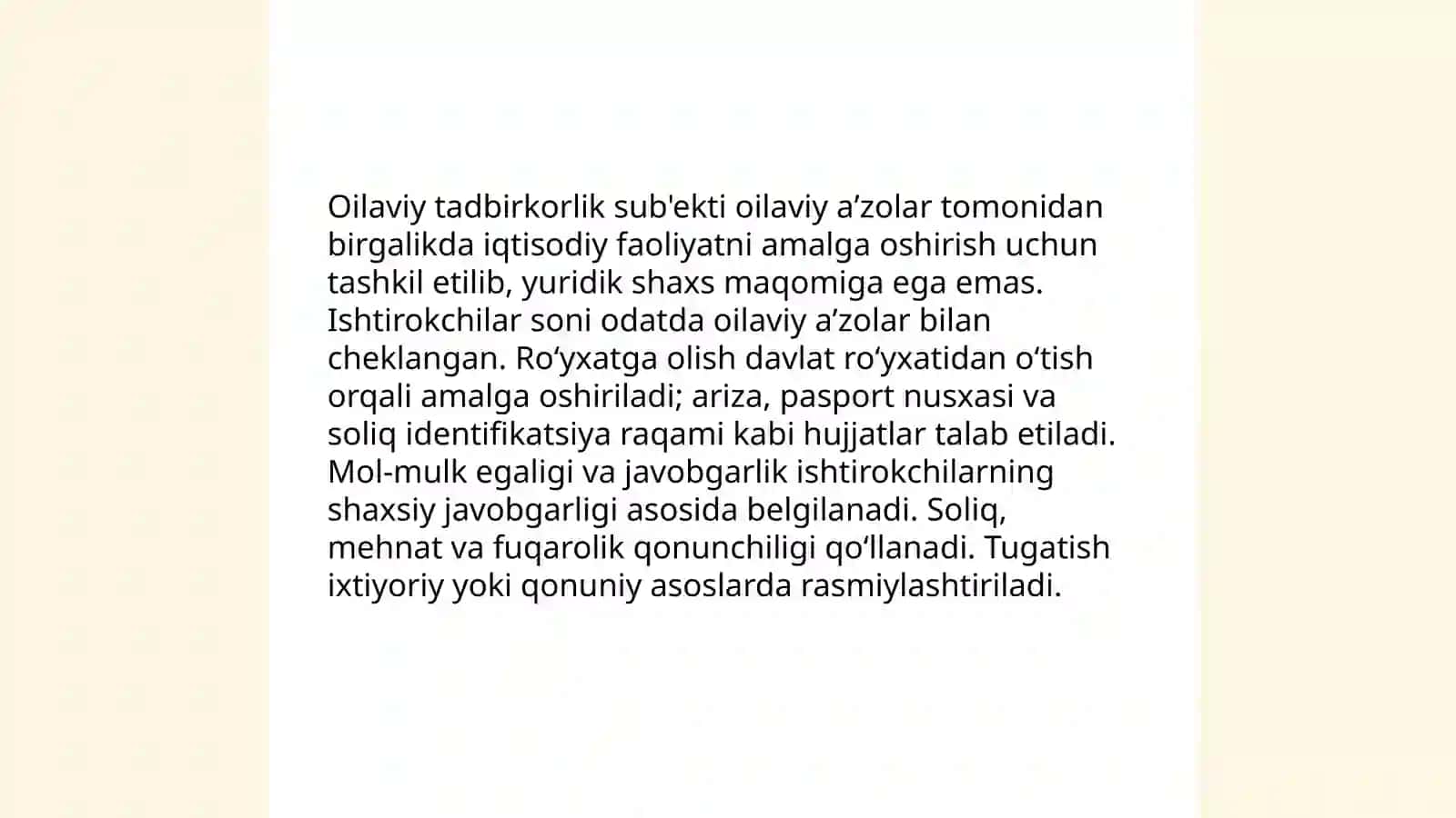 Oilaviy tadbirkorlik sub'ektlarini o'rganish 3