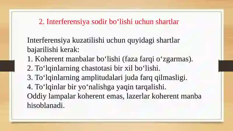 Yorug’lik interferensiyasini kuzatish usullari 3