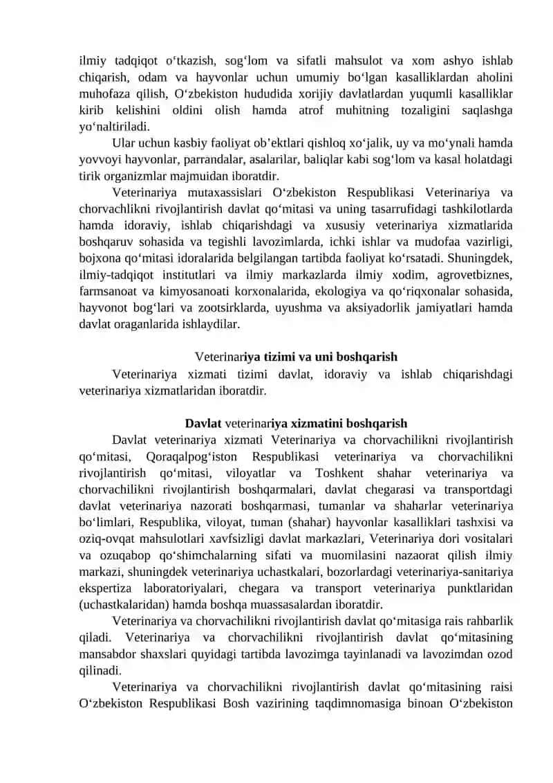 Veterinariya va chorvachilikni rivojlantirish qo‘mitasining TASHKILIY TUZILMASI 3