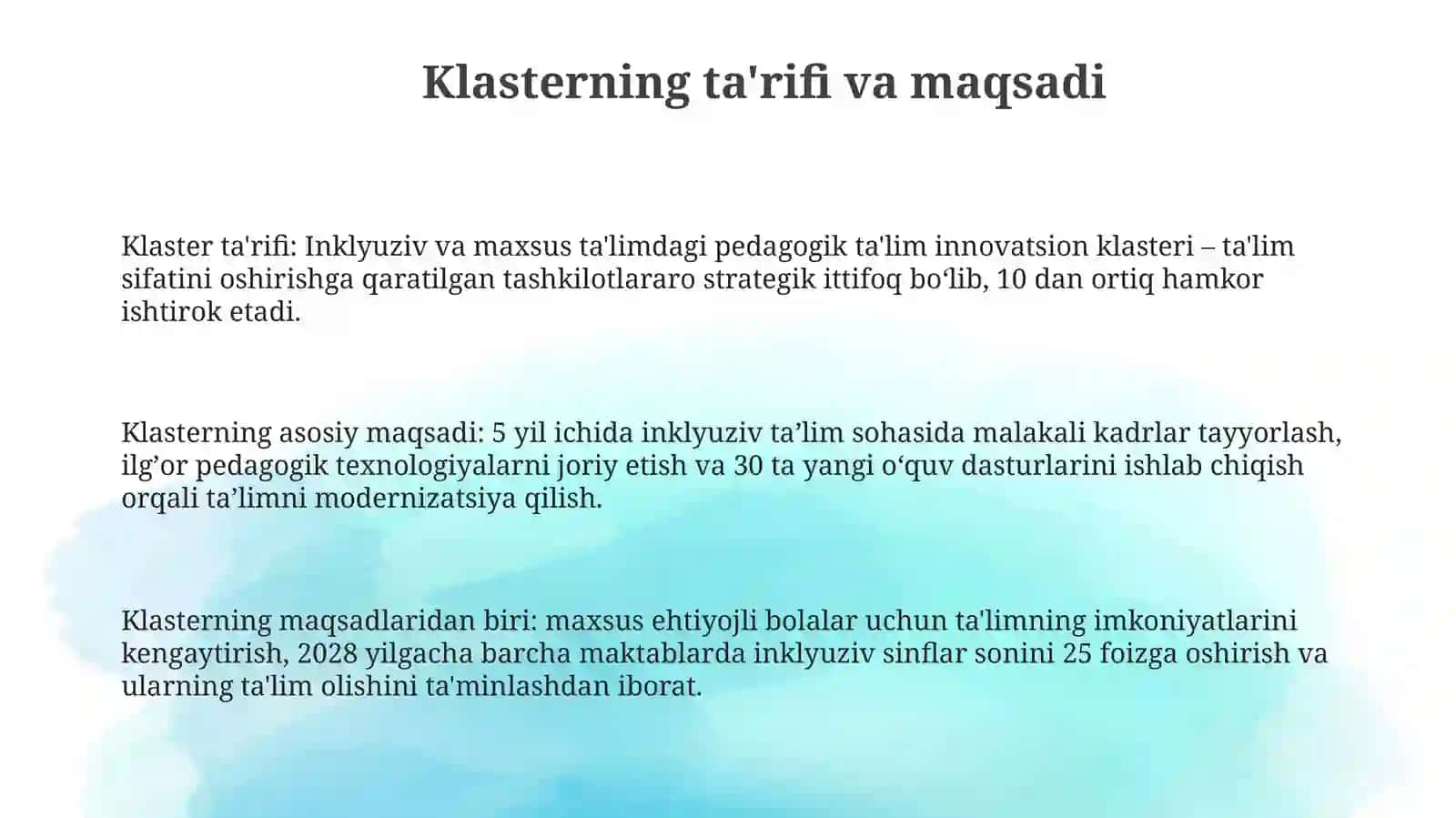 Inklyuziv va maxsus ta'limdagi pedagogik ta'lim innovatsion klasteri 3