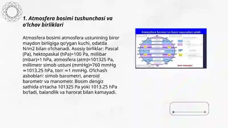Atmosfera bosimi va balandlik: barometrik formula 3