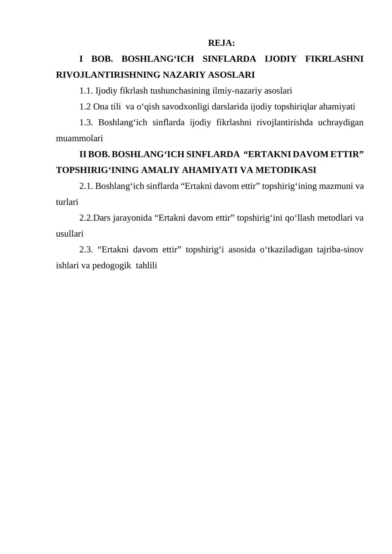 BOSHLANGʻICH SINFLARDA “ERTAKNI DAVOM ETTIR” TOPSHIRIG‘I ORQLI IJODIY FIKRLASHNI RIVOJLANTIRISH 3