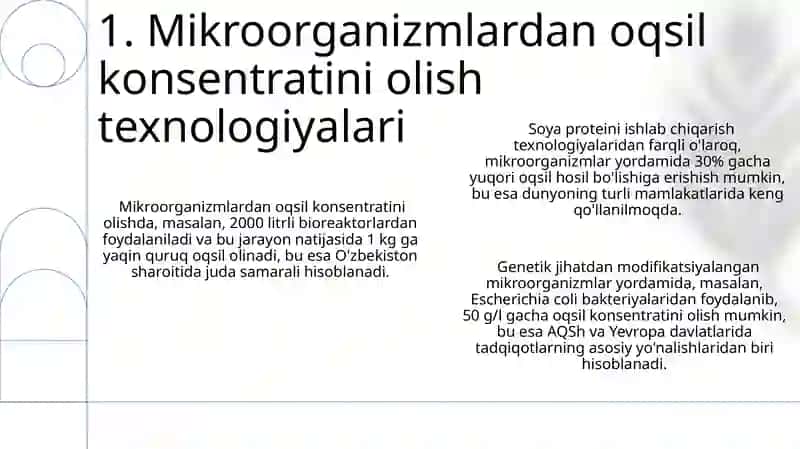 Mikroorganizmlardan oqsil konsentratini olish texnologiyalari 3