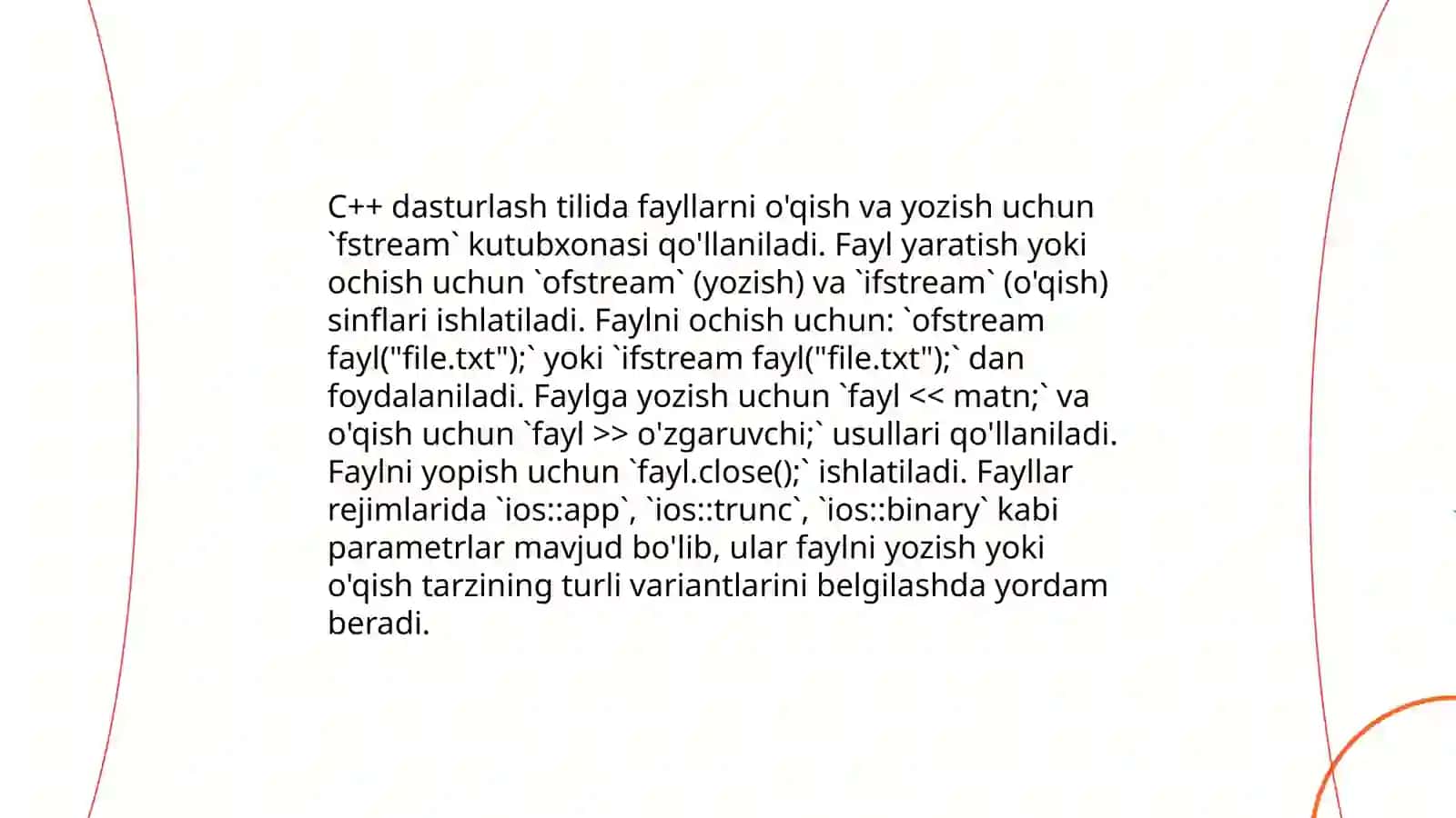 C++da fayllarni o'qish va yozish 3