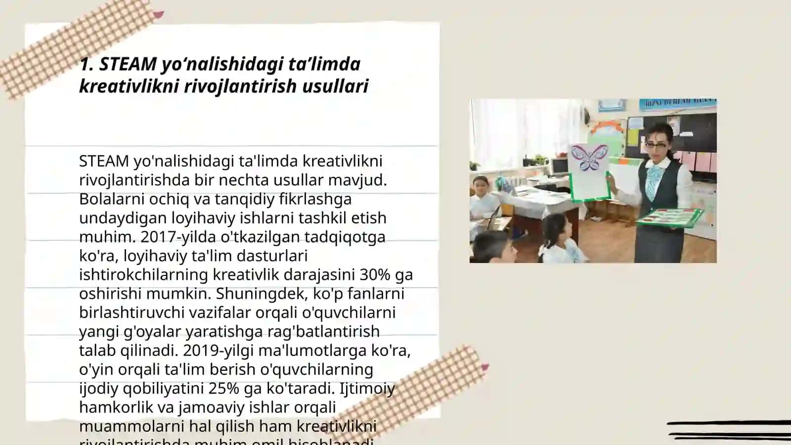 STEAM texnologiyalarini qoʻllashda oʻqituvchilarning kreativligi darslarida ulardan foydalanish metodikasi 3