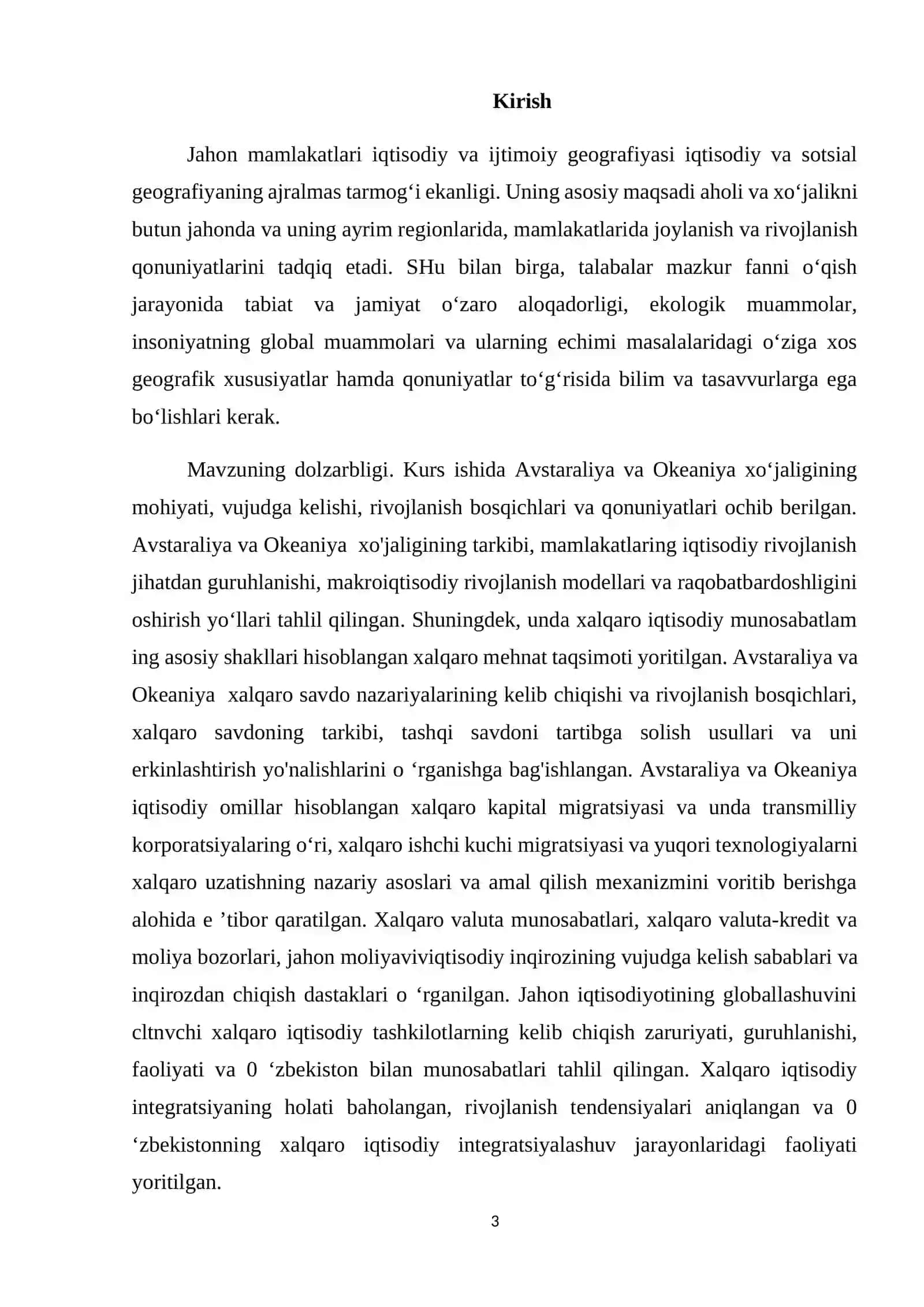 Avstraliya ittifoqi. Maqroiqtisodiy va ijtimoiy rivojlanish korsatkichlari Okeaniya davlatlari rivojlanish 3