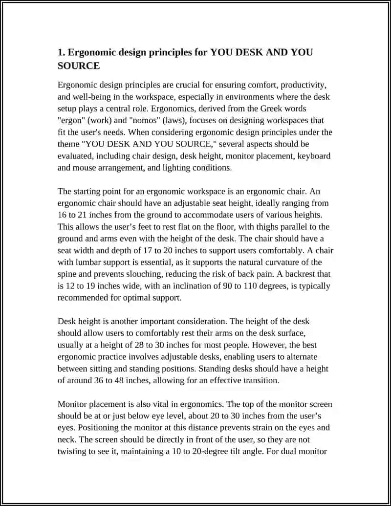 Ergonomic Design Principles for YOU DESK AND YOU SOURCE 3