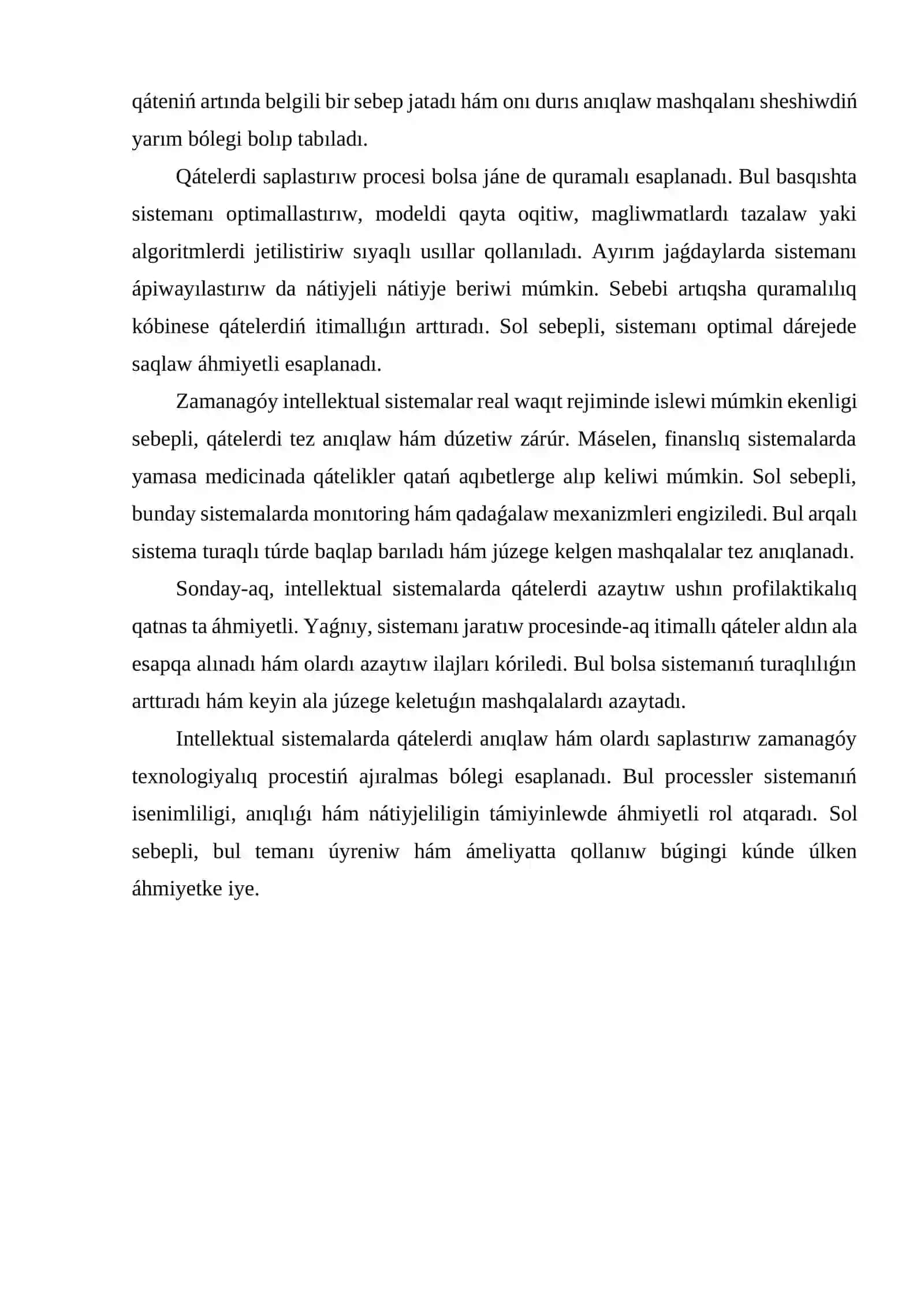 Intellektual sistemalarda qáteler túsinigi hám olardıń kelip shıǵıw sebepleri 3