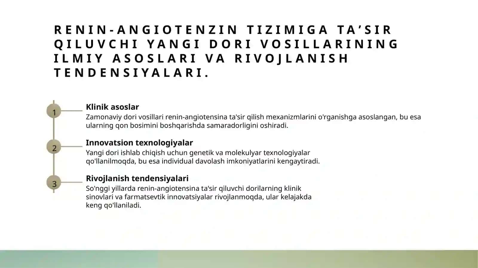 Renin-angiotenzin sistemasiga taʼsir etuvchi yangi dori vositalari 3
