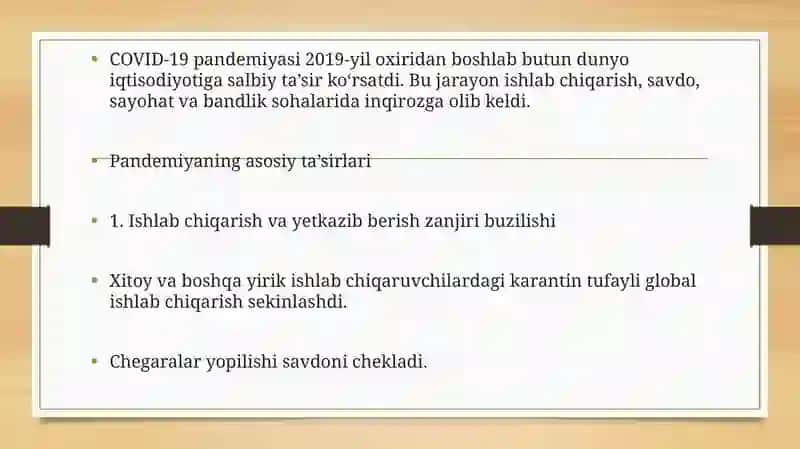 COVID-19 pandemiyasining jahon iqtisodiyotiga ta’siri va undan chiqish yo‘llari 3