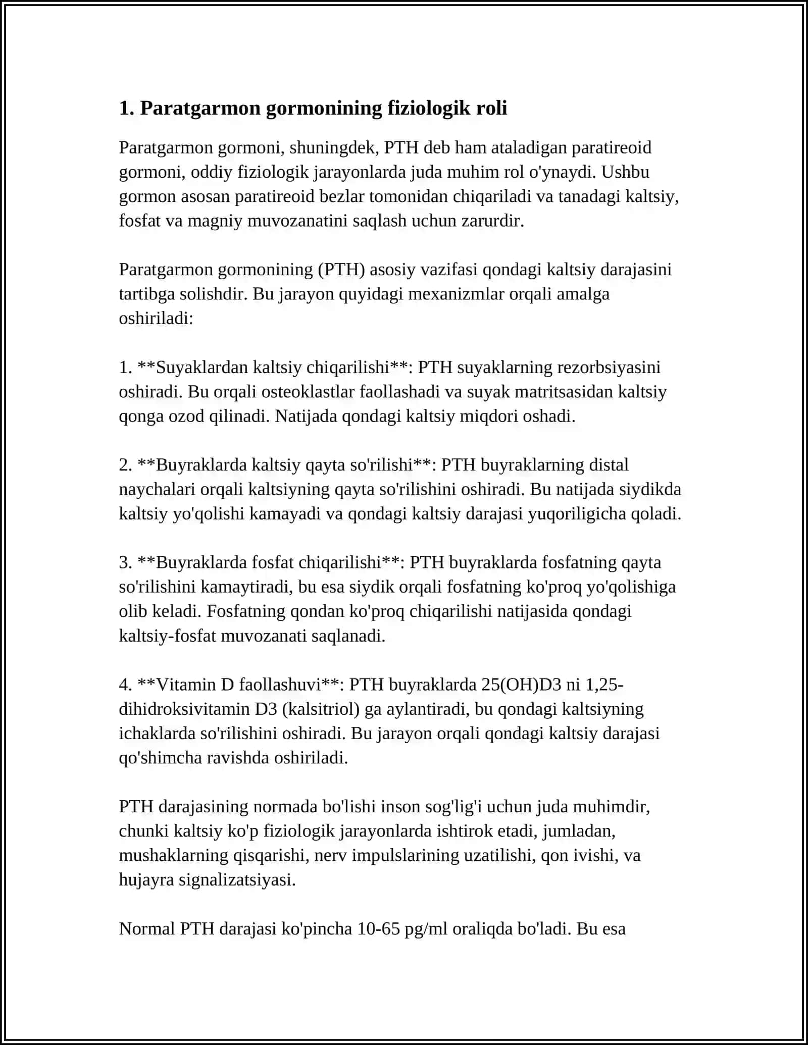 MUSTAQIL ISH Mavzu: PARATGARMON VA UNING AHAMIYATI 3