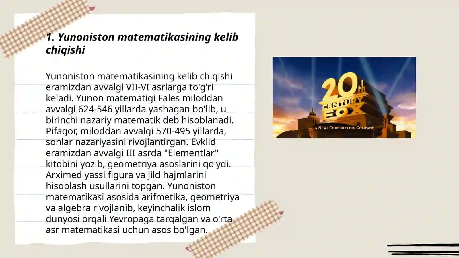 Yunoniston matematikasining kelib chiqishi 3
