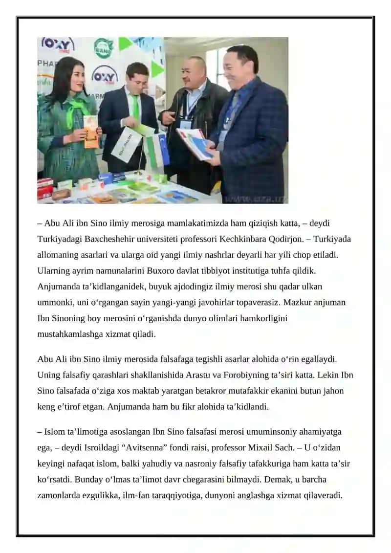 Abu Ali ibn Sino ilmiy va madaniy merosining ahamiyati hamda uning ilm-fan taraqqiyotiga ta’siri 3