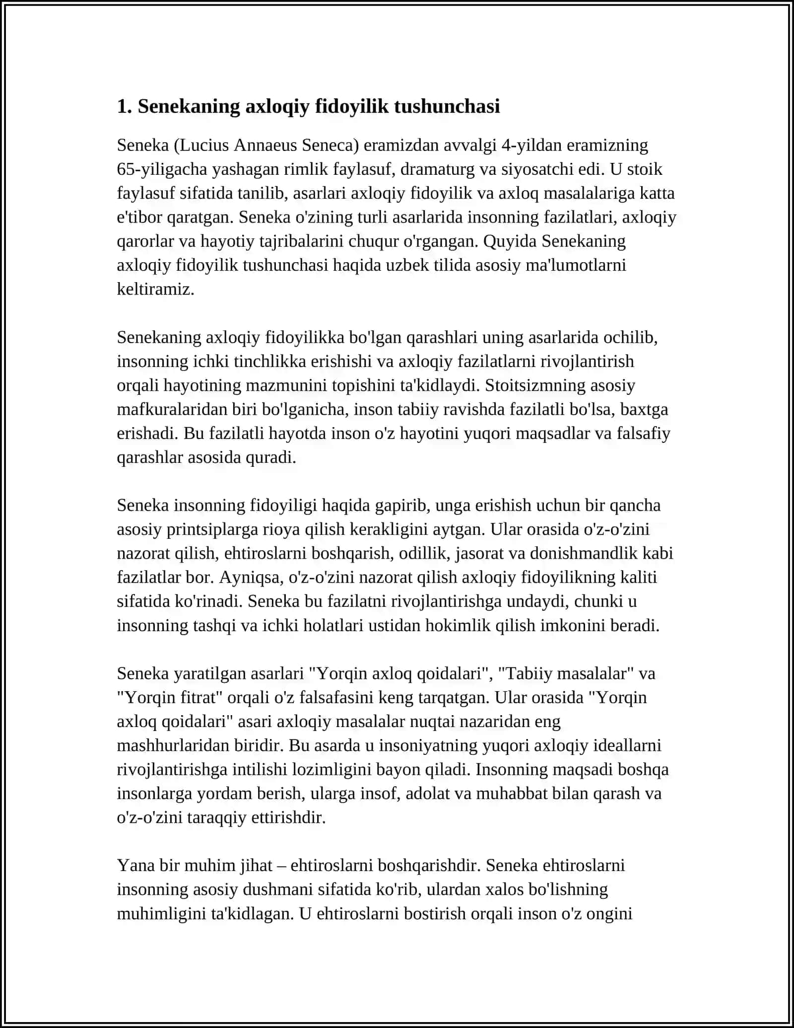 SENEKANING "LUTSILIYAGA AXLOQIY XATLARI" ASARI ASOSIDA ESSE 3