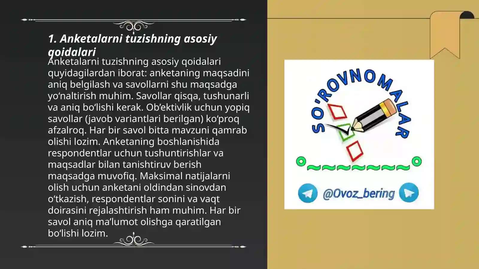 Anketalarni tuzish va so’rovnoma o’tqazish 3