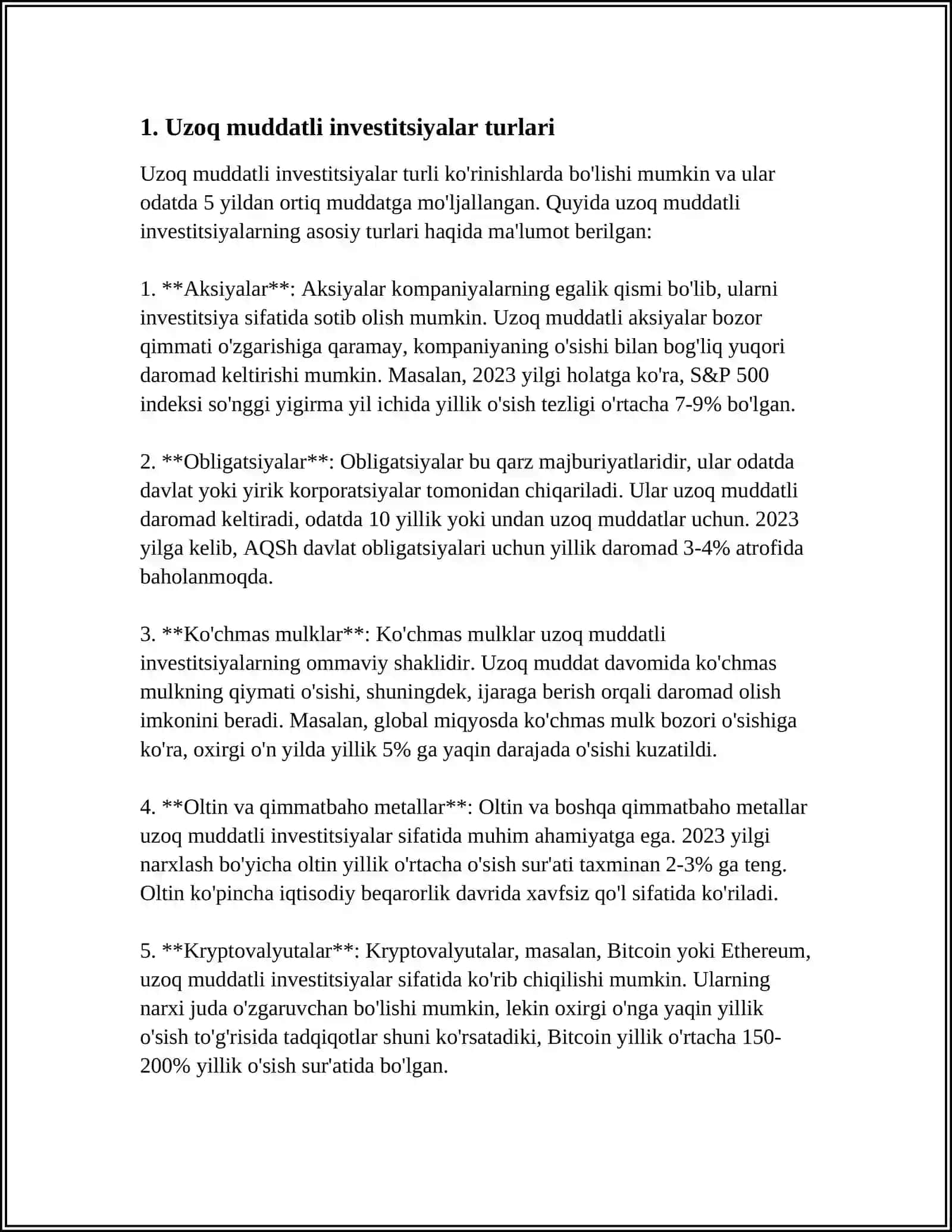Uzoq muddatli investitsiyalarni baholash 3