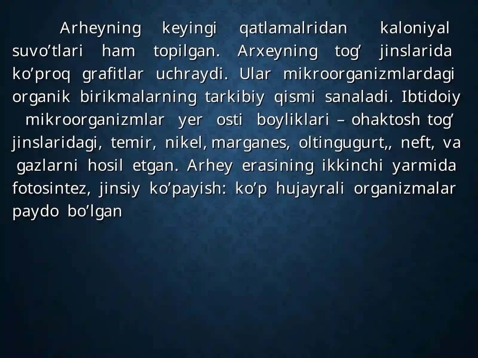 Yerda hayotning rivojlanishi. Kaynazoy erasi hayotni tuzilish darajalari 3