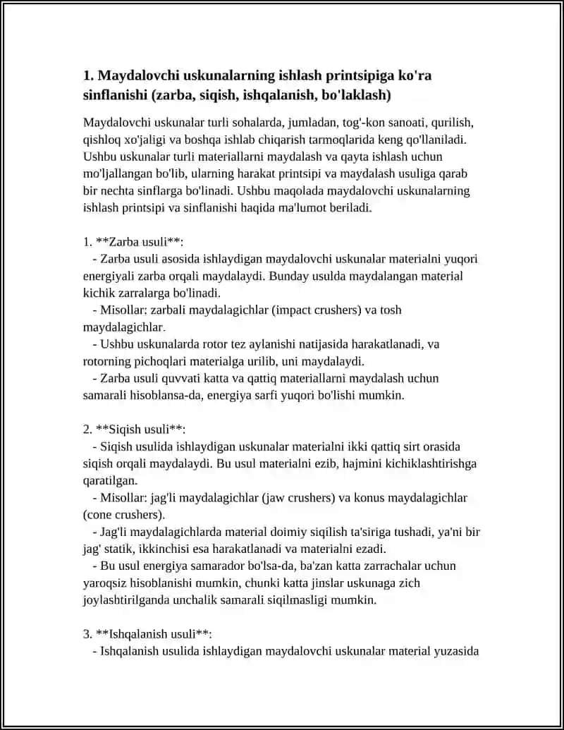 UN ISHLAB CHIQARISH TEXNOLOGIYASI FANIDAN MAYDALOVCHI USKUNALARNI SINFLANISHI 3