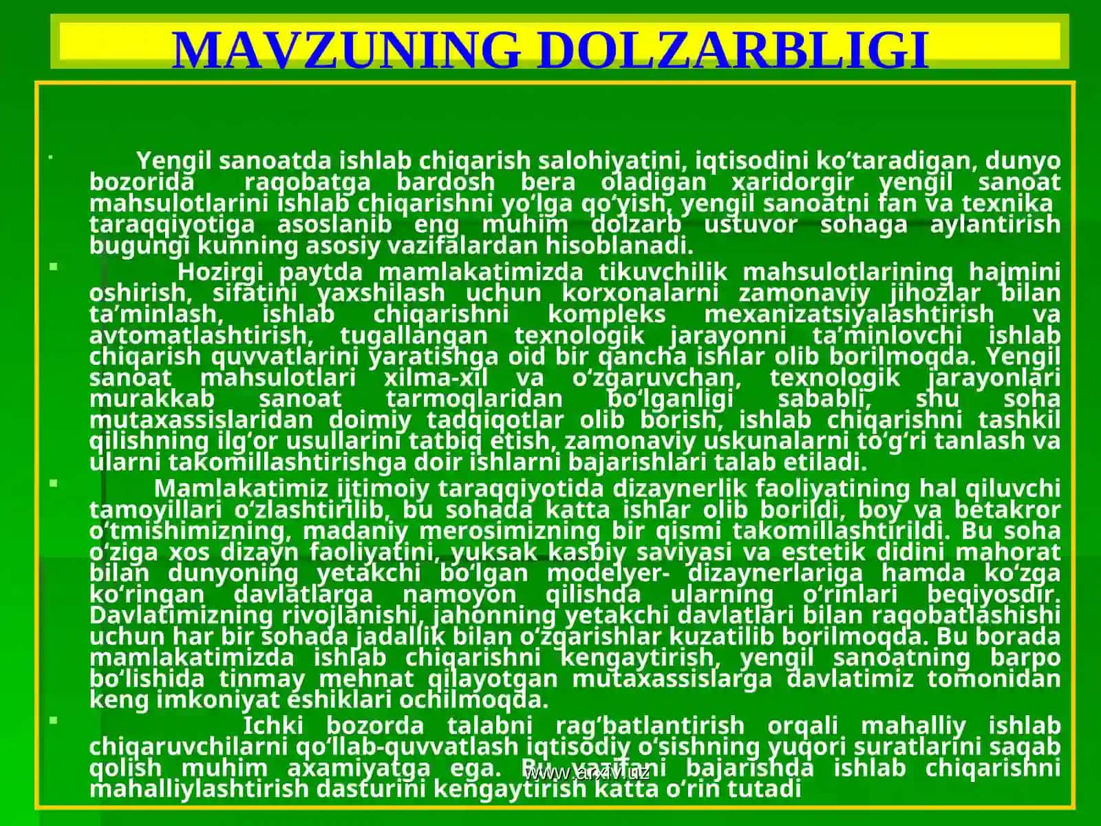 Lavsan va jun tolalari aralashmasidan tayyorlangan gazlamadan ayollarning klassik uslubdagi kiyimini loyihalash” 3