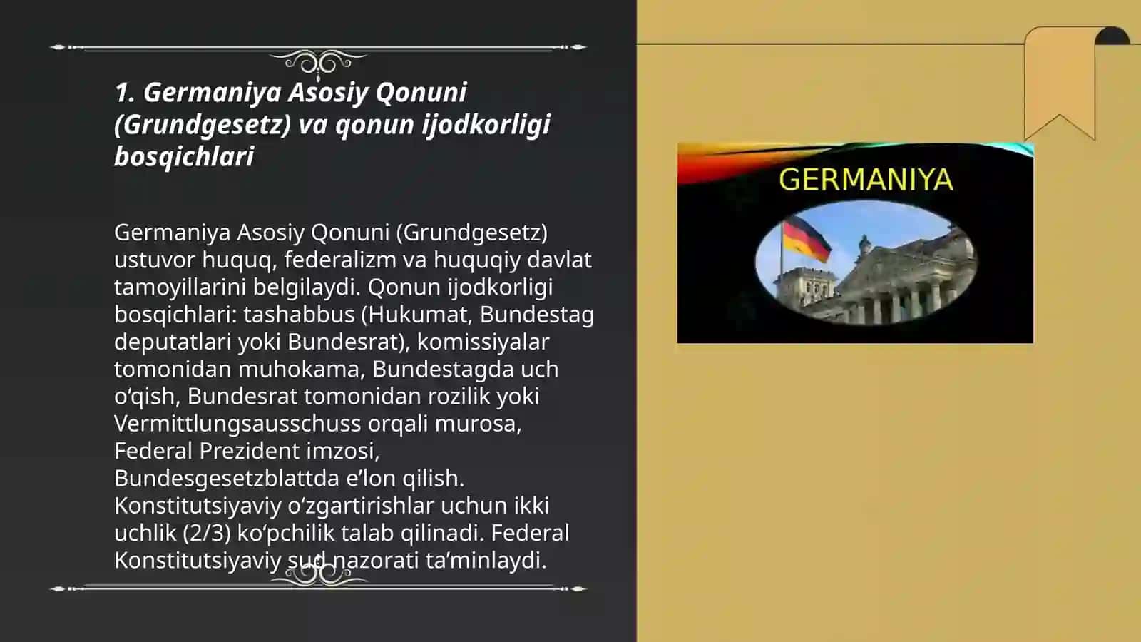 Gemaniya Fedirativ Respublikasida huquq ijodkorligi bosqichlari va huquqiy yunalishlari tahlili by Do'saliyeva Feruzabonu 3