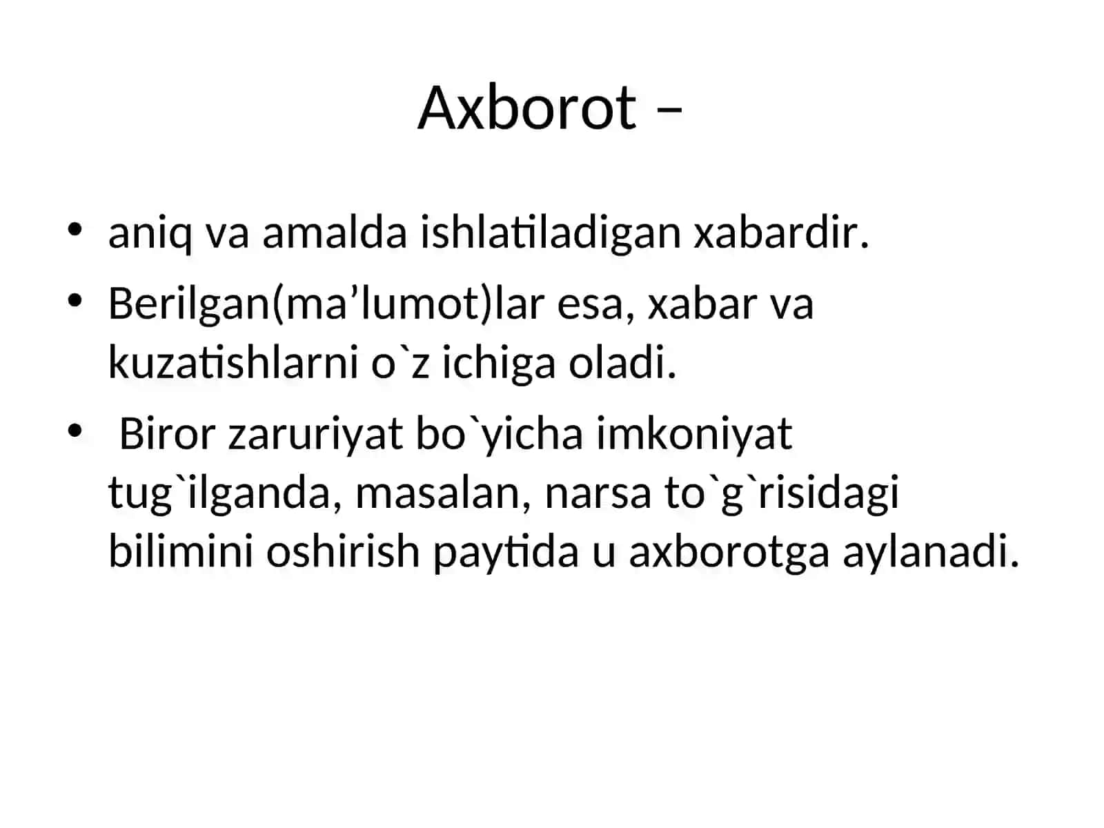 Ta`limda axborot texnologiyalari faniga kirish 3