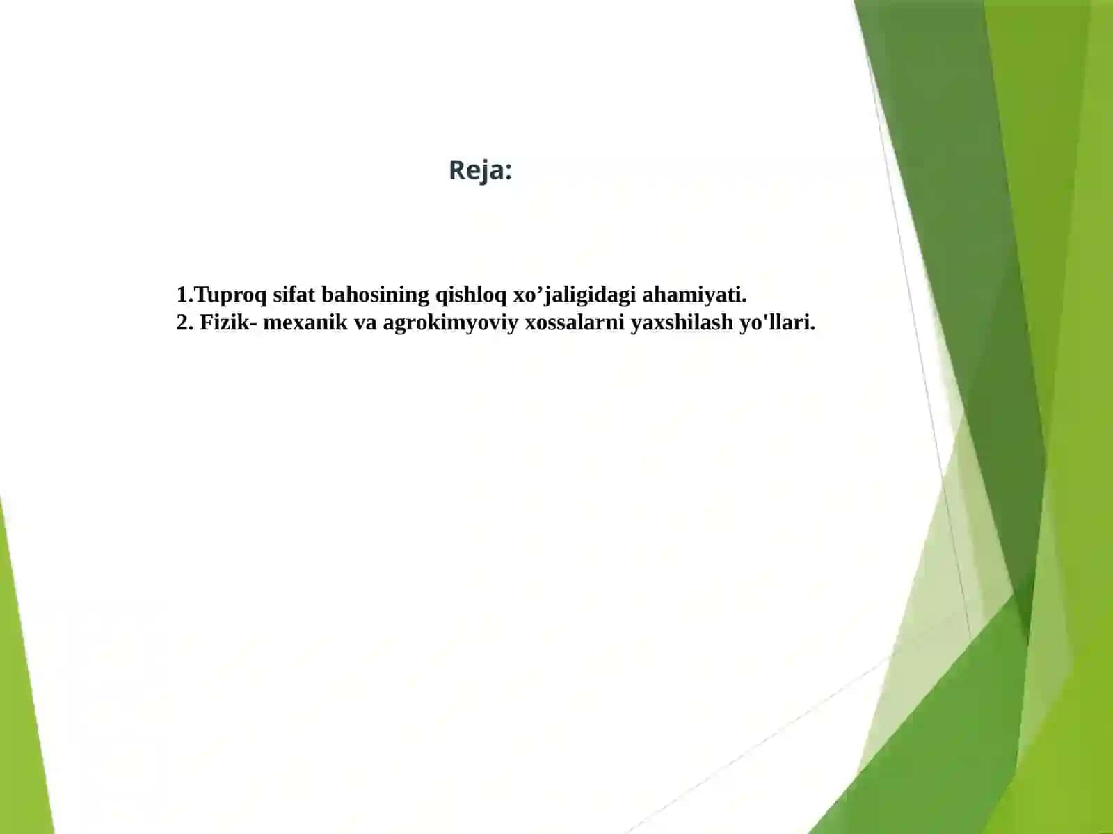 Tuproqsifatbahosining qishloq xo’jaligida g‘amiyatining fizik-mexanik va agrokimyo viyxossalarni yaxshilash yo‘llari 3