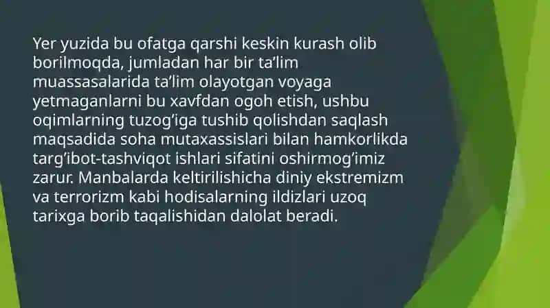 Diniy fanatizm, ekstremizm, fundamentalizm, terrorizm 3