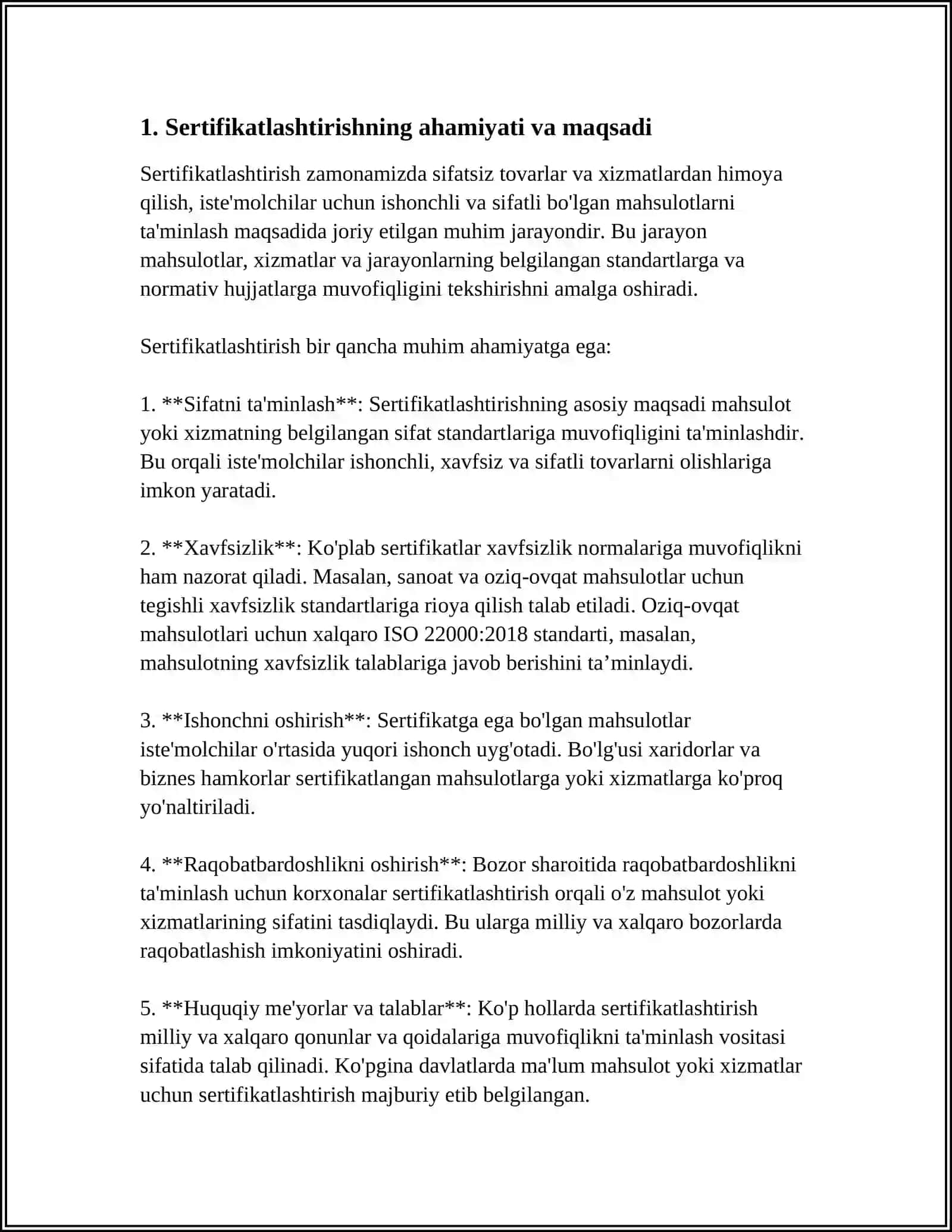 MAHSULOT VA XIZMATLARNI SERTIFIKATLASHTIRISH TAHLILI 3
