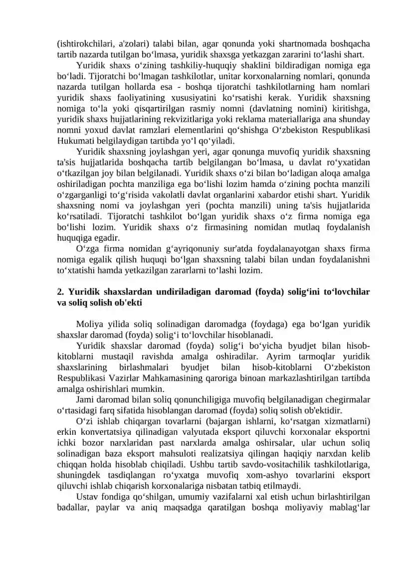 YURIDIK SHAXSLARDAN UNDIRILADIGAN DAROMAD (FOYDA) SOLIG‘I 3