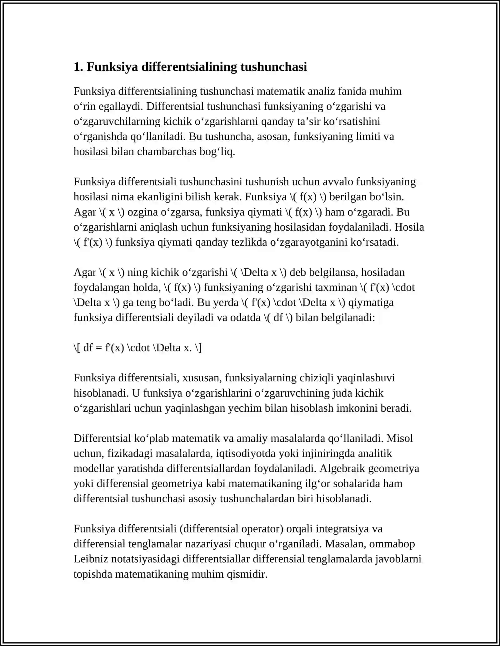 FUNKSIYA DIFFERENTSIALI VA DIFFERENTSIAL HISOBNING ASOSIY TEOREMALARI 3