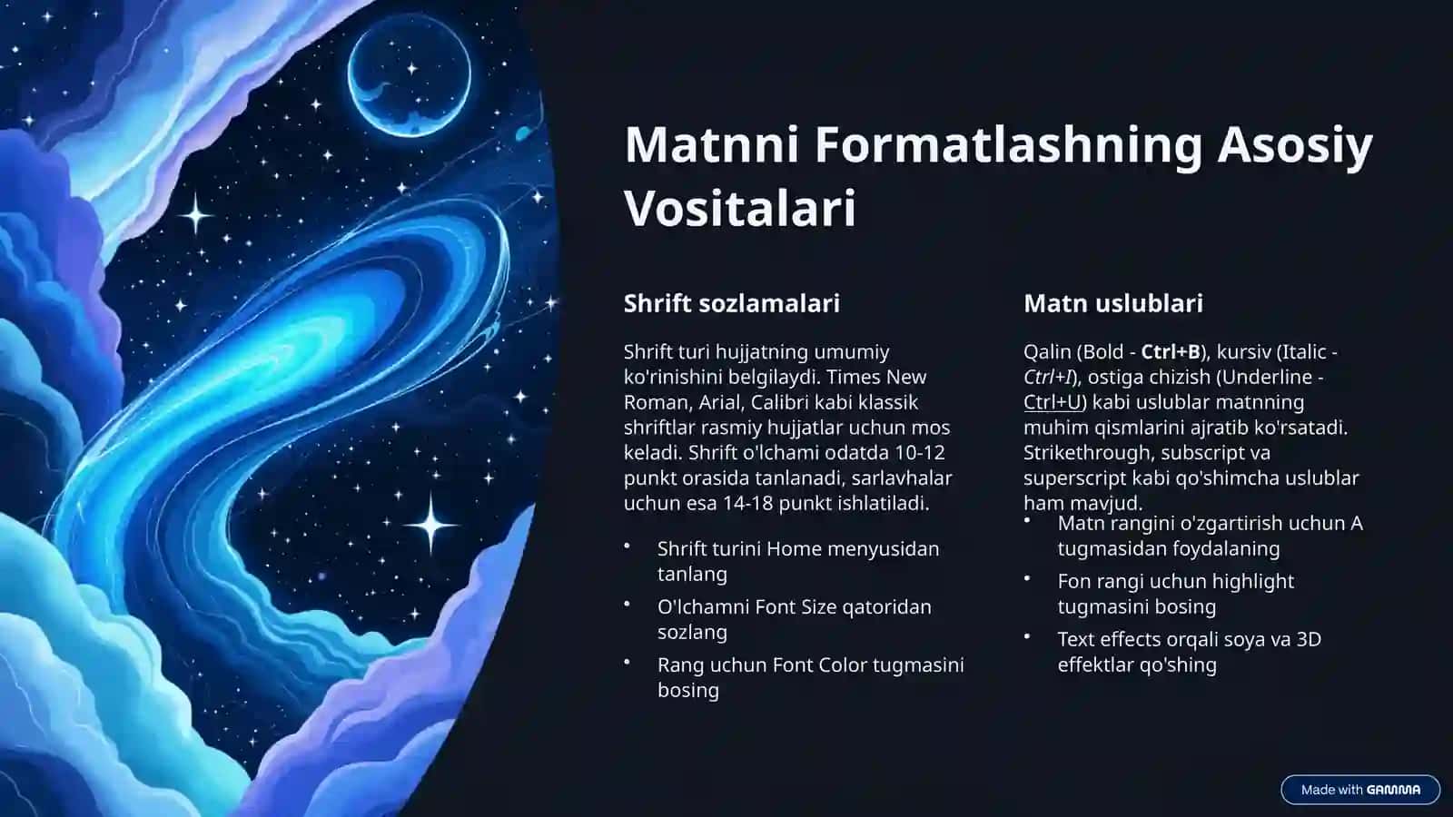 Wordda Matn va Sahifa Maketini Formatlash 3