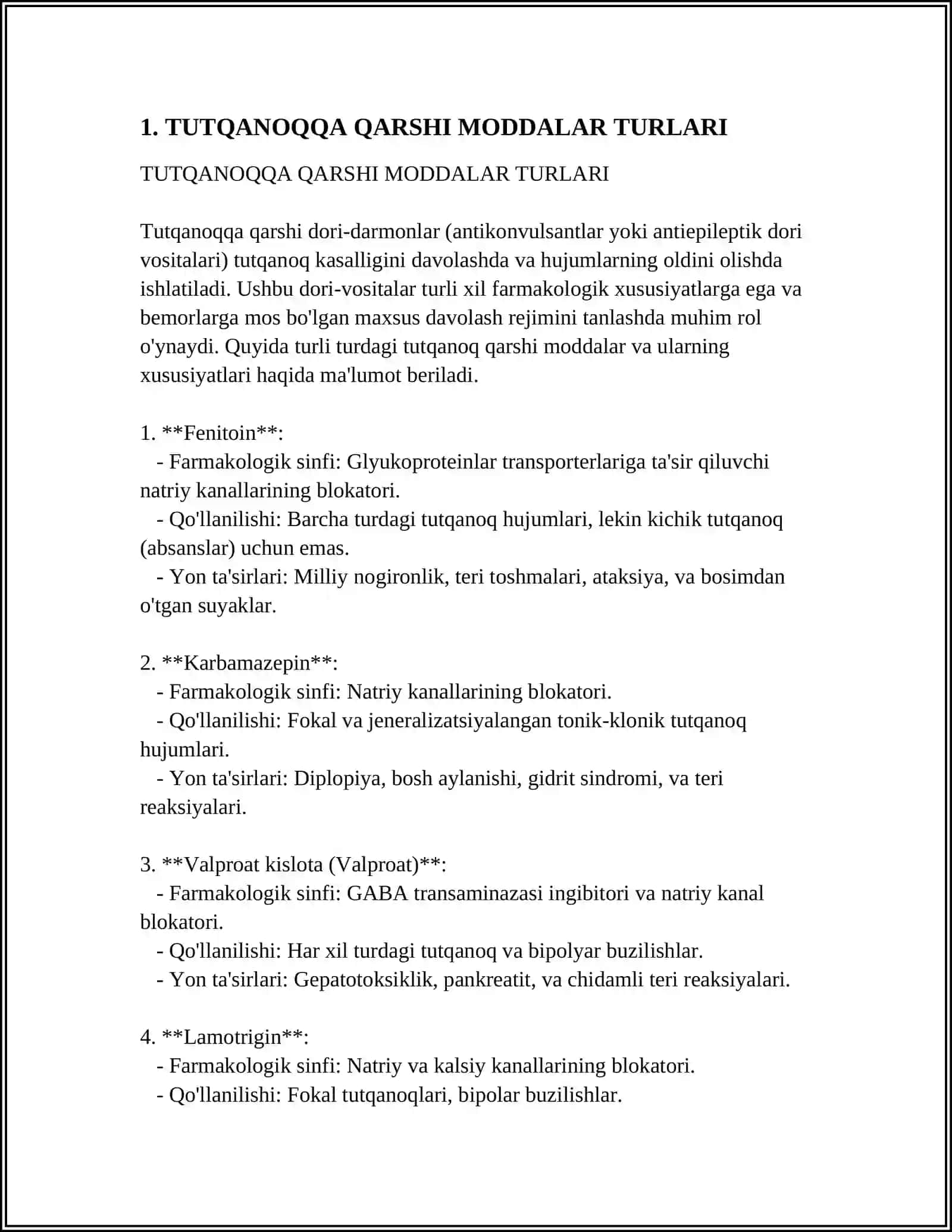 TUTQANOQQA QARSHI MODDALAR TURLARI 3