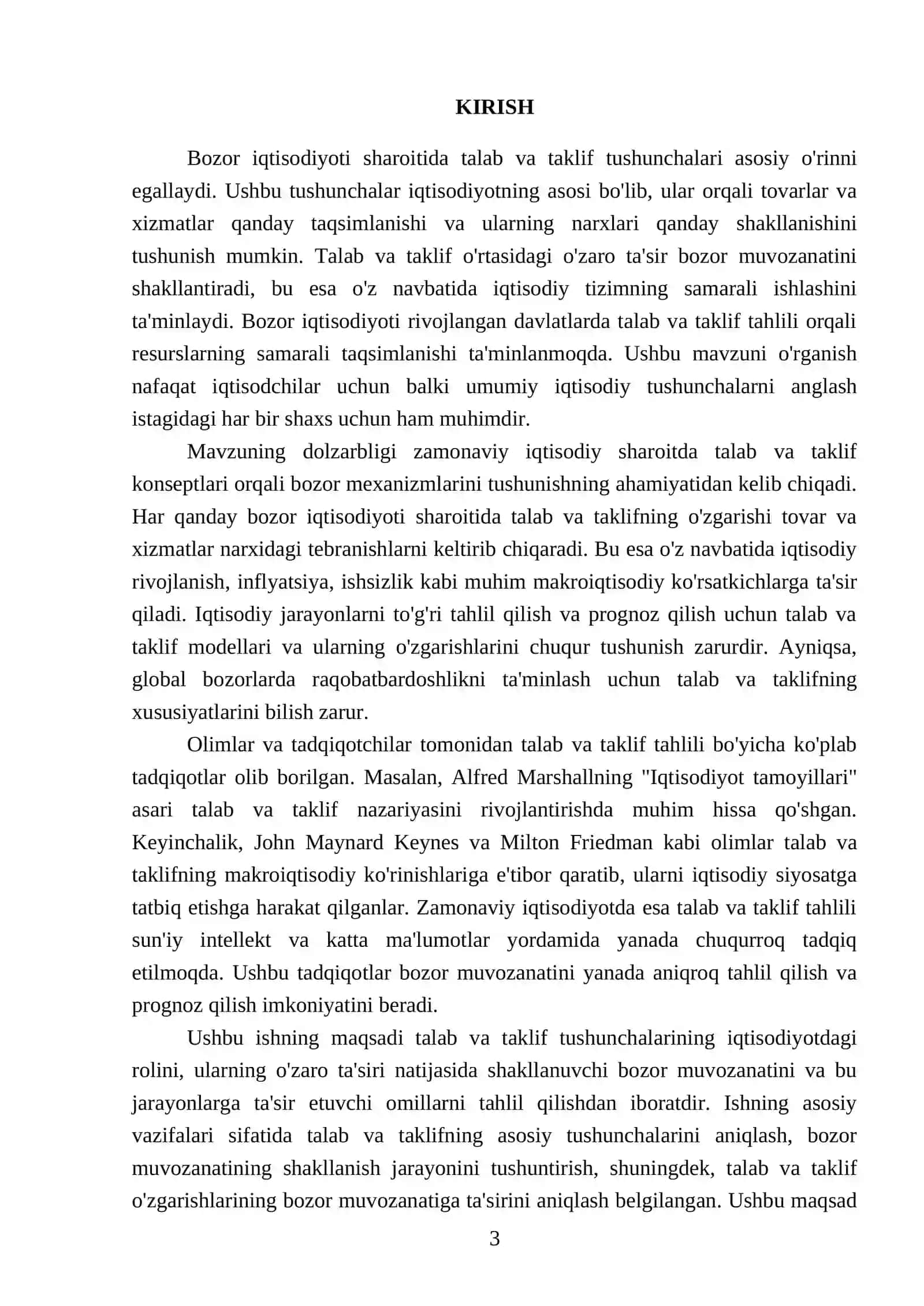 Talab va taklif tahlili asoslari. Bozor muvozanati 3