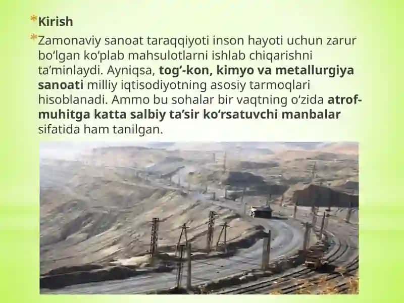 Tog’-kon, kimyo, metallurgiya sanoati va atrof-muhit muhofazasi 3