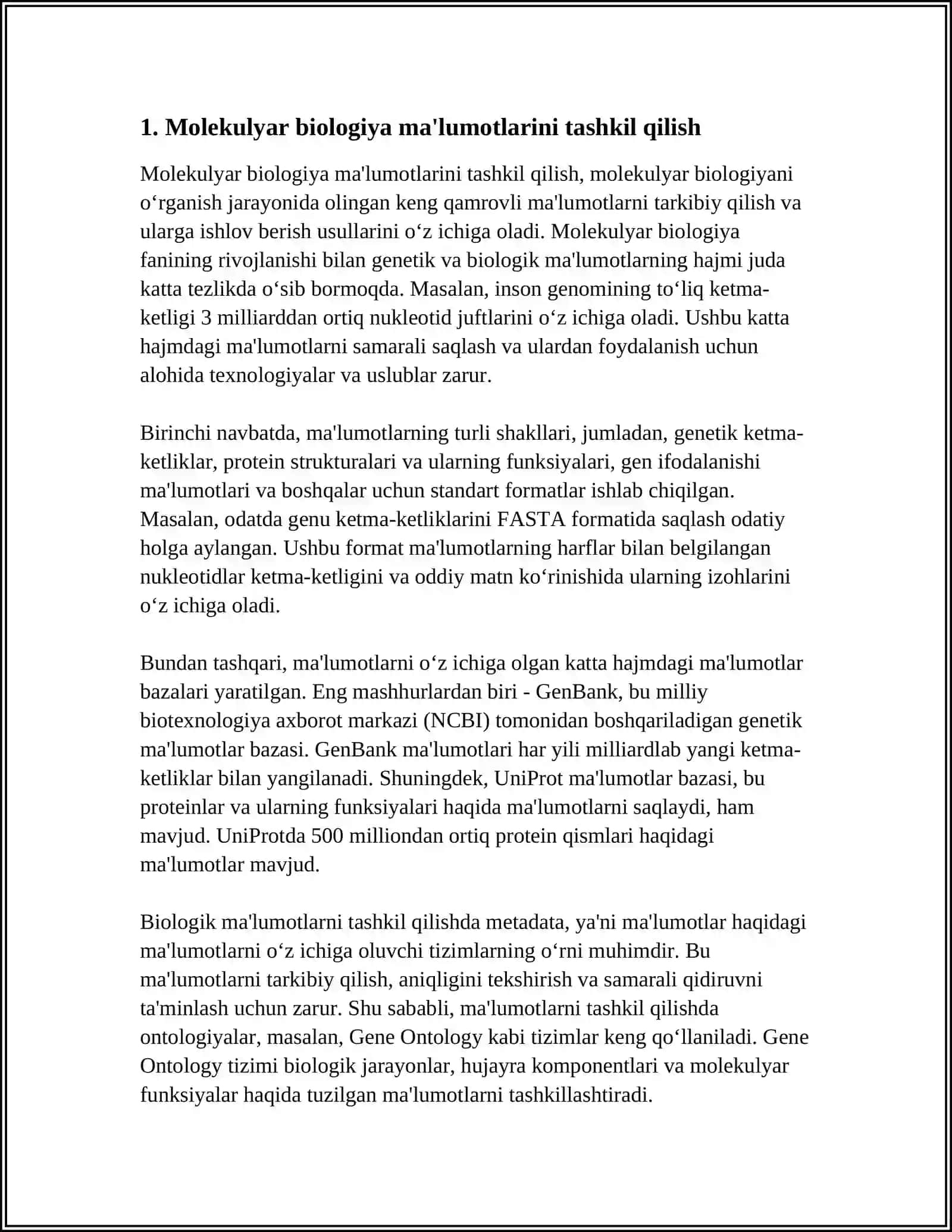 TIBBIY-BIOLOGIK MASALANI YECHISH MISOLIDA MA'LUMOTLARNI TASHKIL QILISH VA KIRITISH 3