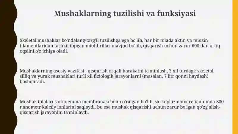 Mushaklarning ishi va biomexanikasi 3