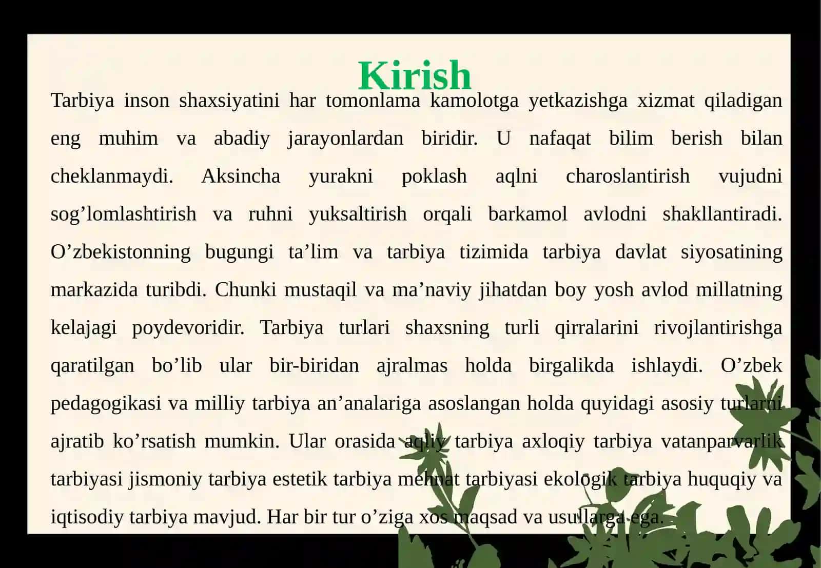 TARBIYA TURLARI VA ULARNI AMALGA OSHIRISH YO’LLARI 3