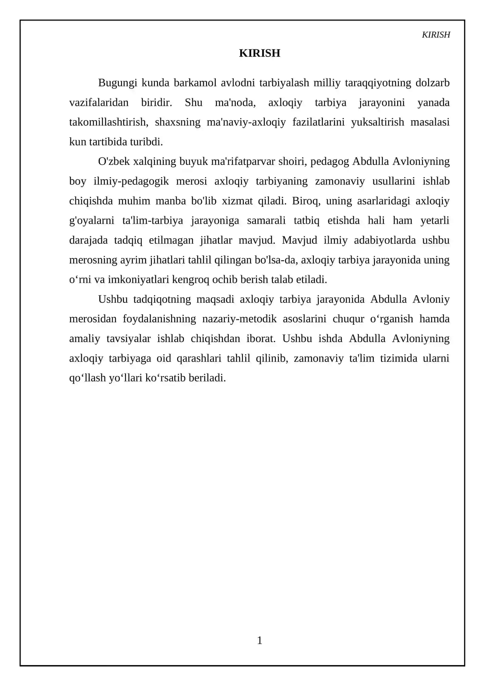 Axloqiy tarbiya jarayonida Abdulla Avloniy merosidan foydalanish mavzusida 3