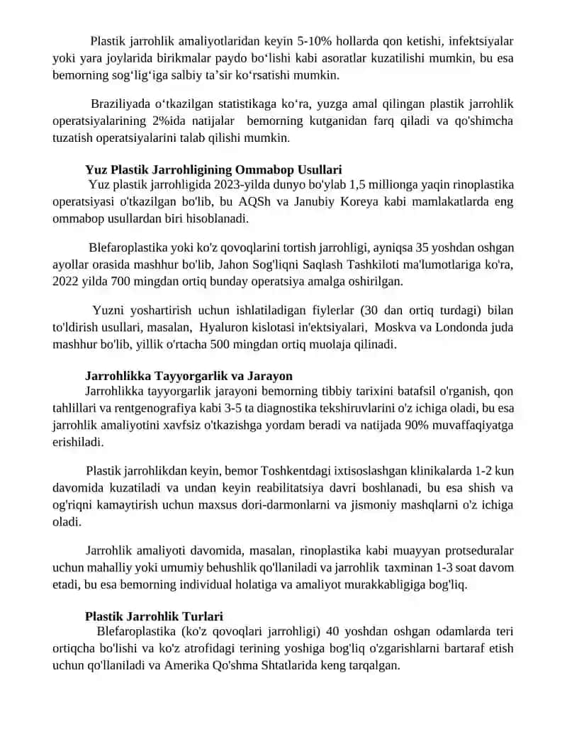 Tana Plastik Jarrohligining Ommabop Usullari 3