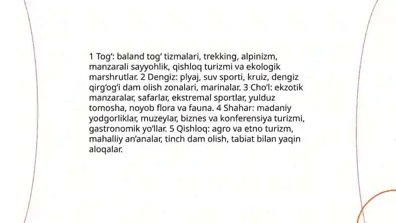 Turistik destinatsiyalarning turkumlanishi 3