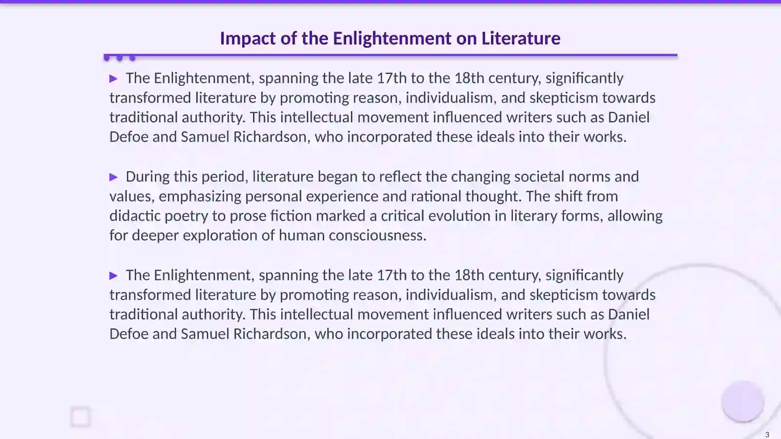 Features of the English novel of the first stage of the Enlightenment 3