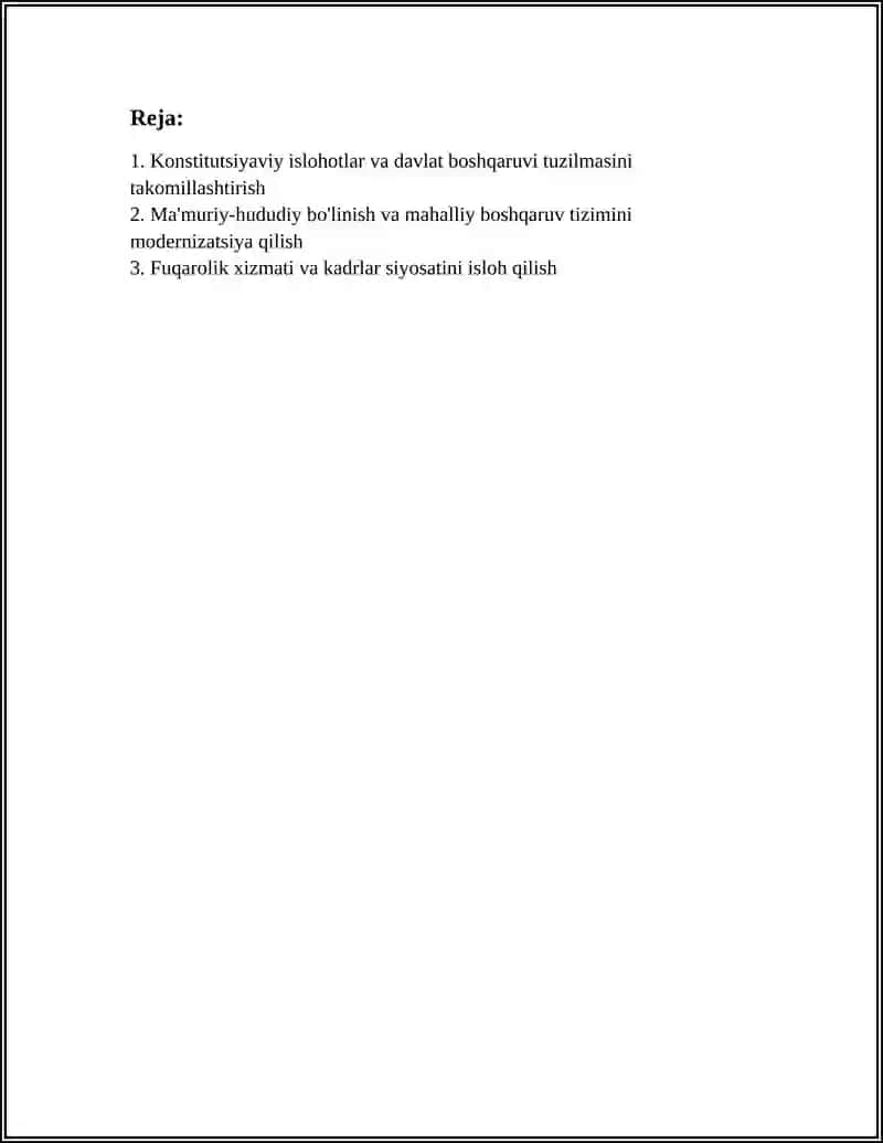 MUSTAQILLIK YILLARIDA DAVLAT BOSHQARUVI TIZIMIDA AMALGA OSHIRILAYOTGAN ISLOHAT 3