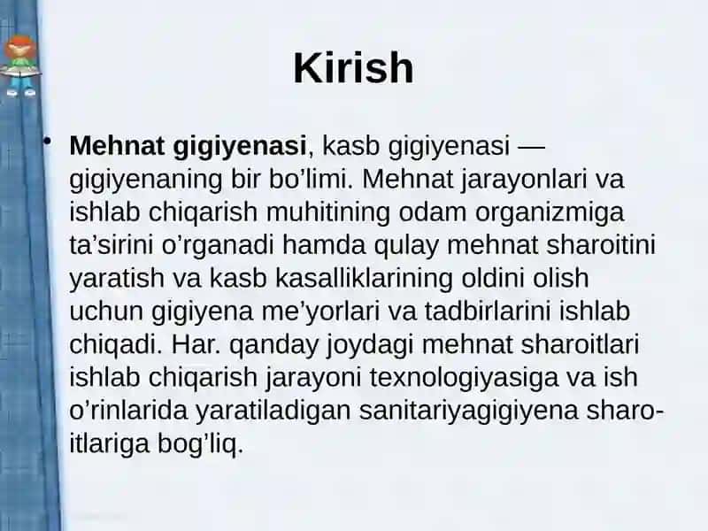 Mikroiqlim va uning gigiyenik normalari. Mehnat gigiyenasi 3