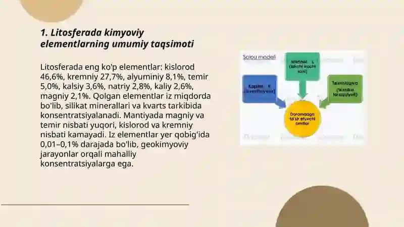 Litosferada kimyoviy elementlarning tarqalishi va uchrash shakllari 3