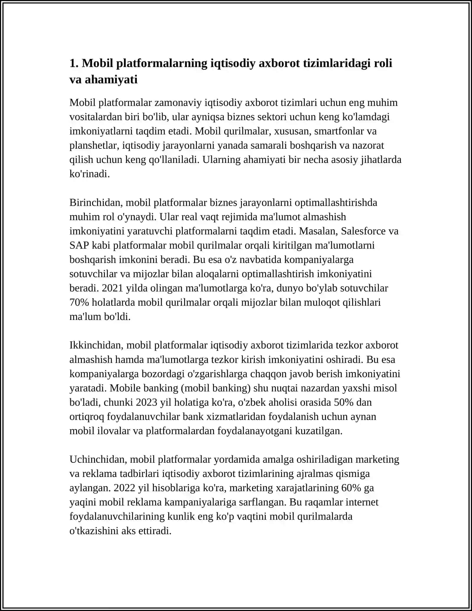 IQTISODIY AXBOROT TIZIMLARI: MOBIL PLATFORMALAR TEXNOLOGIYASINING O'RNI VA AHAMIYATI 3